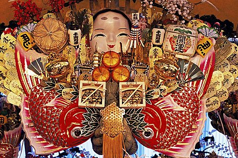 Japan, Honshu, Tokyo, Decorative Good Luck Rakes for Sale at the Tori-no-Ichi Festival held Annually in November at Otori Shrine