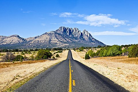 Country road toward mountain, Fort Davis, Texas, United States of America